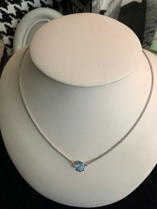 Vtg Christian Dior Silver Chain Necklace With Light Blue Open Set Stone