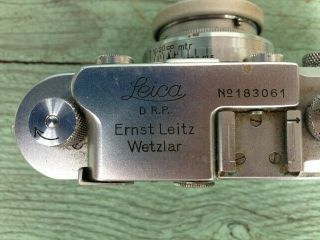 Leica D.  R.  P.  Ernst Leitz Wetzlar No.  183061 camera w/ f=5cm 1:2 No.  268628 lens 5
