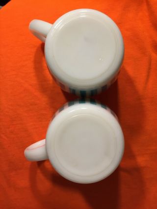 Vintage Hazel Atlas Turquoise Candy Striped Milk Glass Coffee Mug / Cup D - 10 4