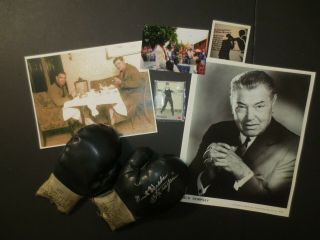 Vintage Jack Dempsey Gloves - Signed By " Joe Frazier " - Plus Photos & Card
