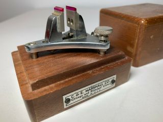 Vtg C & E Marshall Co Poising Tool Vise Set Wood Box Clock Maker Watchmaker