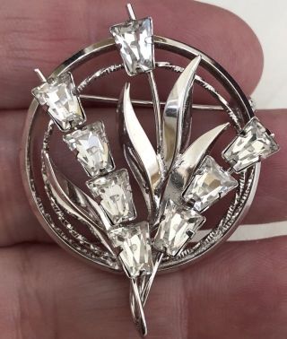 Vintage Signed Star – Art Sterling Silver Crystal Flower Brooch Pin Pendant￼