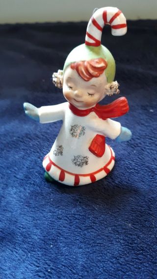 Rare Vintage Candy Cane Christmas Elf Geo Z.  Lefton Ornament