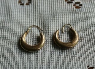 14kt Yellow Gold Vintage Hoop Earrings Flawed