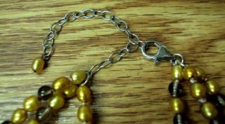 Vtg Estate Jewelry RS.  925 Sterling Silver Glass Bead 3 Strand Choker Necklace 4