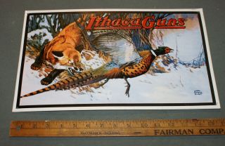 Vintage 1994 Ithaca Guns Advertising Metal Tin Sign Embossed Fox & Pheasant Gun