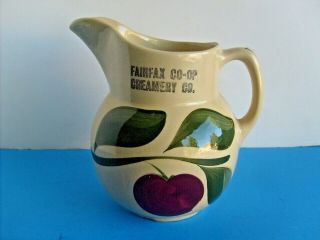 Vintage Watt Pottery Pitcher 3 Leaf Apple Pattern 16 Fairfax Co - Op Creamery Nr