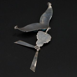 VTG Sterling Silver - NAVAJO Turquoise Stone Feather Dangle Bib Pendant - 8.  5g 5
