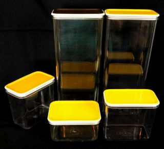 5 Vintage Rosti Eagle Storage Container Set Clear Plastic Food Safe Holland Usa