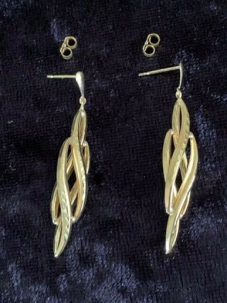 Vintage 9ct Gold Drop Twist Earrings