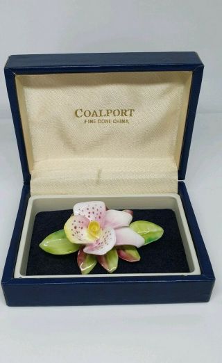 Vintage Costume Jewellery Coalport Fine China Bone Flower Brooch Boxed