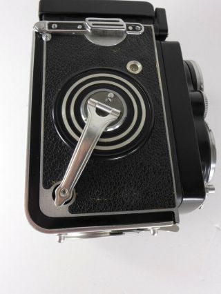 Rollei Rolleiflex f2.  8 E Xenotar w/case mirror lens cap,  scissors strap,  STicky 5