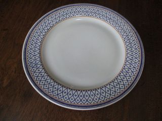 Vtg " Dayton Hudson " Blue Lattice - Zig Zag - Yellow Rings 10 3/4 " Dinner Plate - Italy