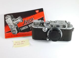 Leica Iiia Camera W/leitz Elmar 50mm F3.  5 Lens & Instructions Sn 216154 - Rl