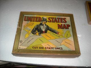Vintage Milton Bradley Map Of The United States 2 Sided Puzzle 4202