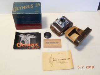 Vintage Olympus Tokyo 35mm Model Iv Camera W Leather Case Instructions & Ob