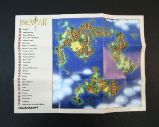 Vintage Snes Final Fantasy Iii World Of Balance/ruin Video Game Poster Nintendo