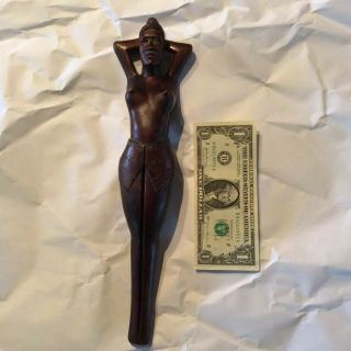 Vintage Wooden Native Girl Nut Cracker 13 Inches Long -