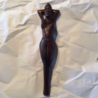Vintage Wooden Native Girl Nut Cracker 13 Inches Long - 2