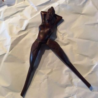 Vintage Wooden Native Girl Nut Cracker 13 Inches Long - 3