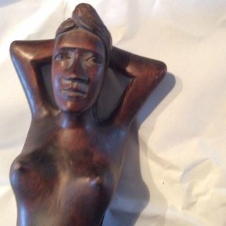 Vintage Wooden Native Girl Nut Cracker 13 Inches Long - 4