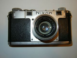Nikon S Rangefinder Camera W/case 610234 Nippon Kogaku 5 Cm F2 Lens 626377 Nr