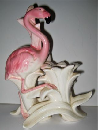 Vintage Takahashi Porcelain Pink Flamingo Flower Candle Holder Figurine Vgc