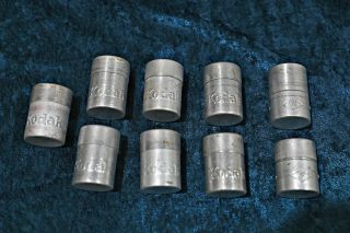 Seven Vintage Kodak 35mm & 2 Agfa Metal Film Cans - Aluminum Slip - On Lids.