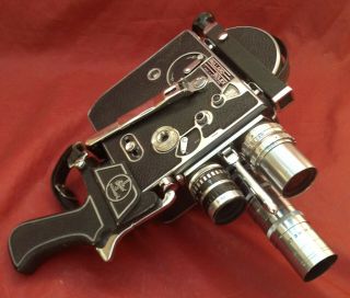 Bolex H16 Supreme 16mm Movie Camera w 3 Lenses,  Trigger Handle & Rackover (NR) 2