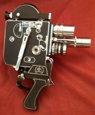Bolex H16 Supreme 16mm Movie Camera w 3 Lenses,  Trigger Handle & Rackover (NR) 5