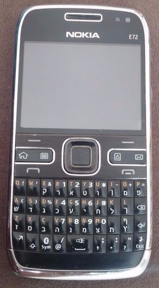 Nokia E72 Cell Phone Black English / Hebrew Keyboard Symbian Released Oct 2009