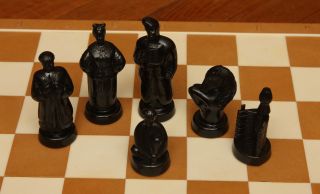 RARE Russian Vintage Soviet USSR plastic decorated chess set and board 5
