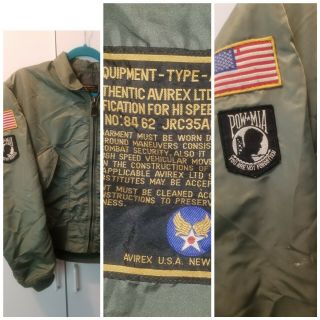 Vintage United States Air Force Bomber Jacket Large With Patches Rare