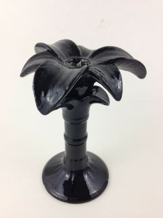 Vintage Rosenthal Netter Pottery Candlestick Candle Holder Black Palm Tree 6 "