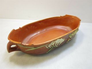 Vintage Roseville USA Pottery Centerpiece Brown/Yellow Bowl Dish 468 - 12 4
