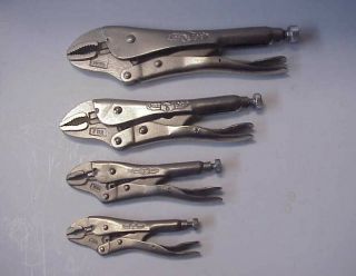 4 Vintage Petersen Dewitt Vise Grip Locking Pliers 10wr,  7wr,  5wr,  4wr - Exc