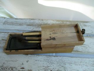 Vintage Wooden Art Box/Case Hinged Brush Holder With Contents 5