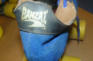 RARE Vintage 70 ' s Bonsai BANZAI ROLLER SKATES Blades Quad Derby SUEDE girls 3