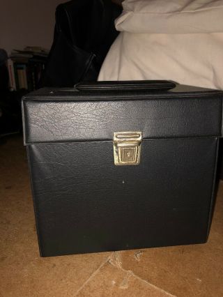 Vintage vinyl 7” 45’s Singles Case Record Carry Box Small Black With Handle  2