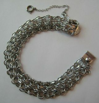 Vintage Sterling Silver Starter Charm Bracelet Double Row 7 1/4 " Long 1b