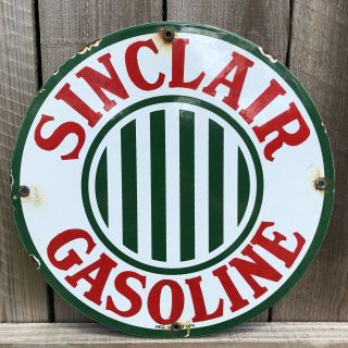 Vintage Porcelain Sinclair Gasoline Oil Pump Plate Sign Service Station