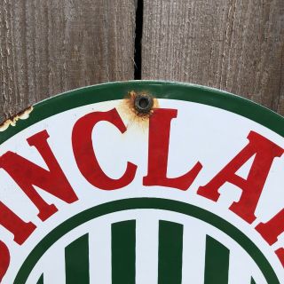 Vintage Porcelain Sinclair Gasoline Oil Pump Plate Sign Service Station 2