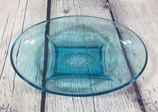 Vintage Hazel Atlas Capri Blue Oval Bowl Dish - 8 " X 5.  25 " / Mid Century Modern