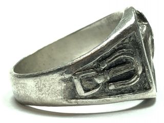 Vintage Unisex Sterling Silver Horse Horseshoe Ring - Size 10.  5 3