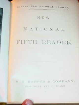 BARNES NATIONAL FIFTH READER 1884 1st Ilst Edgar A.  Poe Beecher Longfellow RARE 3