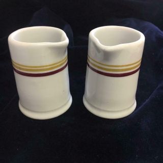 2 Vintage Individual Creamers W 3 Stripes Sterling Restaurant Ware 3 " Tall Usa