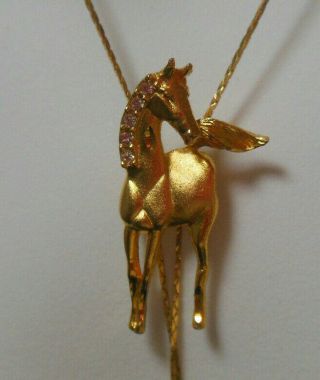 Vintage Gold - Tone Rhinestone Horse Bolo Adjustable Chain Necklace
