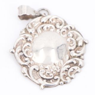 Vtg Sterling Silver - Solid Filigree Ornate Pendant - 10.  5g
