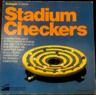 Vintage Stadium Checkers Marble Board Game - Schaper 1976 Complete