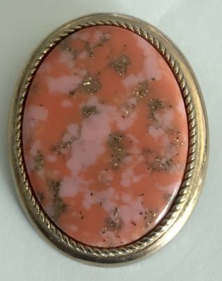 Vintage Goldtone & Pink Stone Sarah Coventry Signed Brooch Pendant